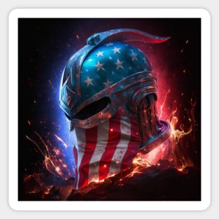 Spartan Helm American Flag Art Sticker